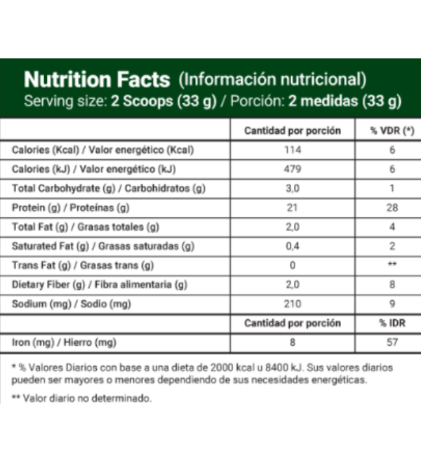 info nutricional vegan Vegan Protein Platinum 454g - Imagen 3